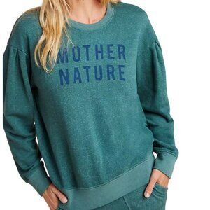 Anthropologie Sundry Mother Nature Sweatshirt Green Graphic Print Size 2/M